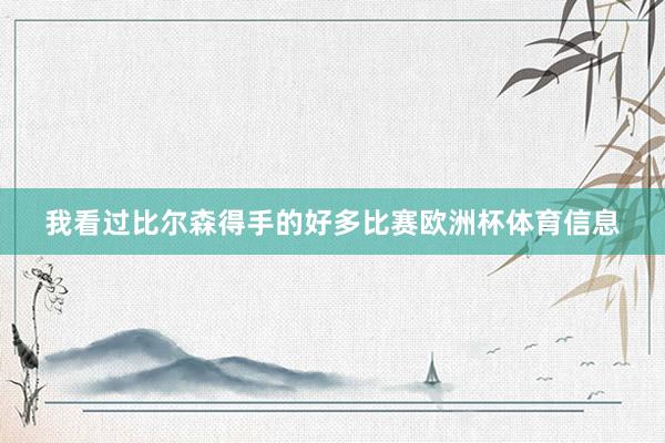 我看过比尔森得手的好多比赛欧洲杯体育信息