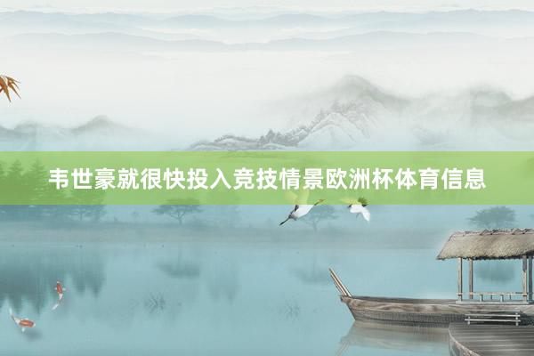 韦世豪就很快投入竞技情景欧洲杯体育信息